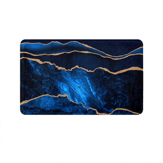 SuperSoft New Blue Gold Abstract Door Mat