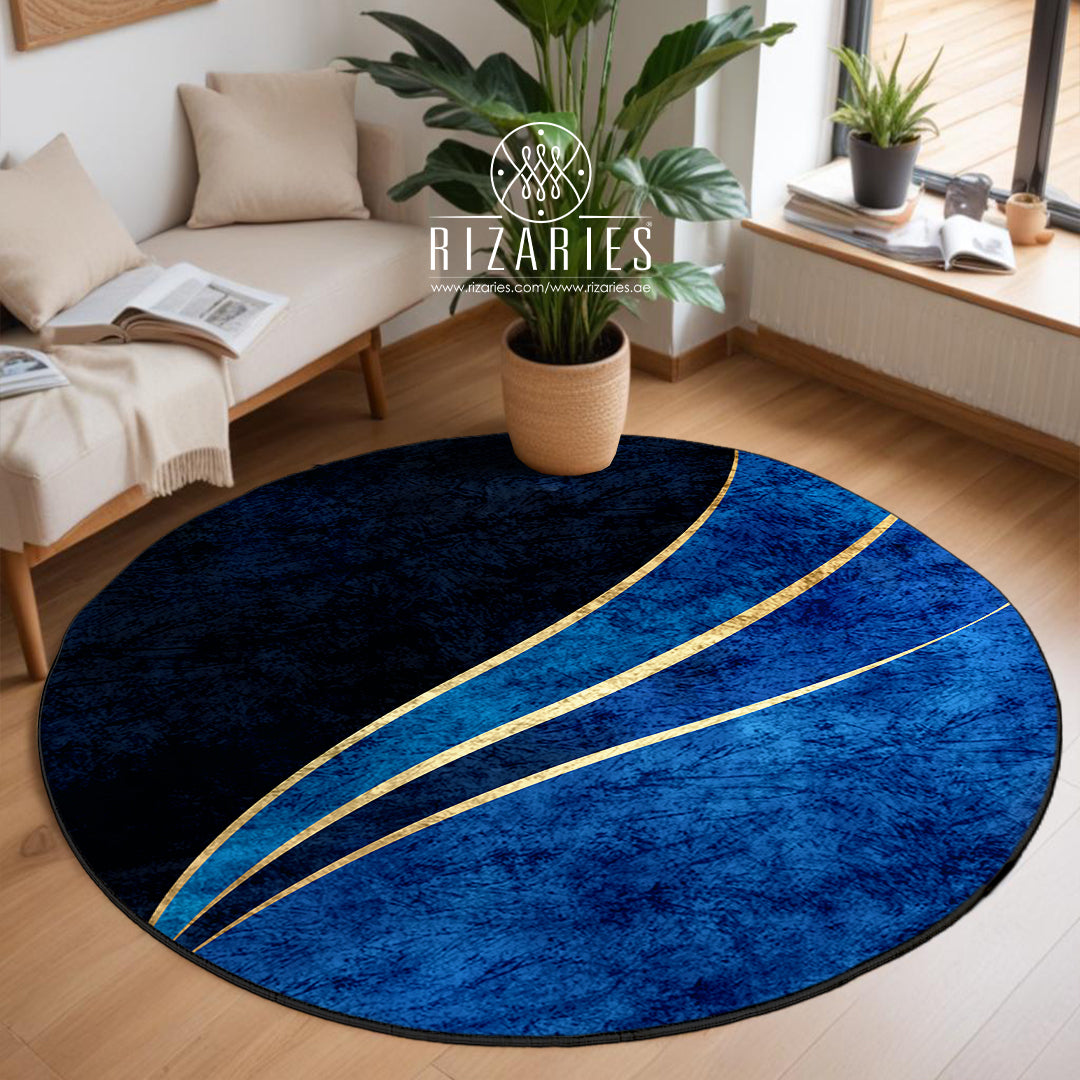 Shades of Blue Round Centerpiece (Rug) – Rizaries