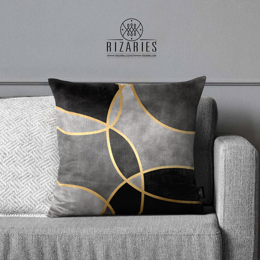 SuperSoft Grey Gold Round Throw Pillow