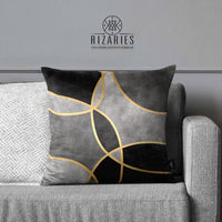 Thumbnail for SuperSoft Grey Gold Round Throw Pillow