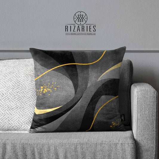 SuperSoft Shades of Grey Abstract Waves Throw Pillow