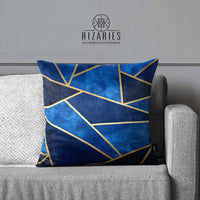 Thumbnail for SuperSoft Blue Gold Triangle Throw Pillow