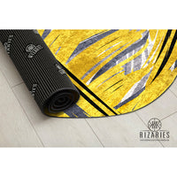 Yellow Grey Abstract Round Centerpiece (Rug)