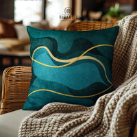 Thumbnail for SuperSoft Sea Green Wavy Throw Pillow