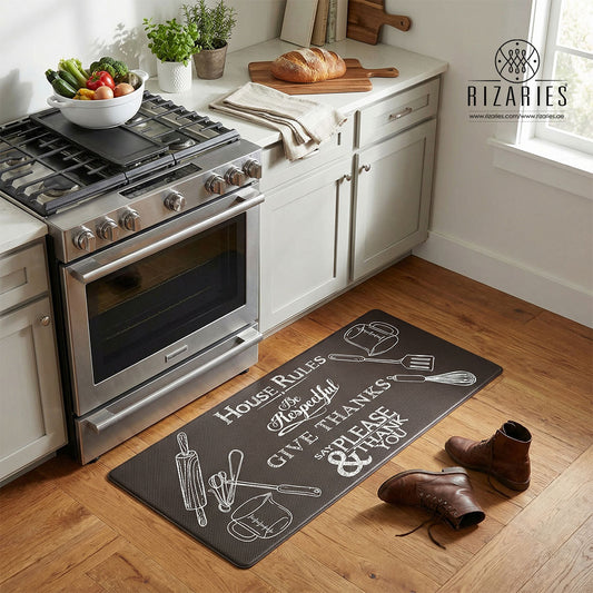 House Rules Typography Kitchen Mat