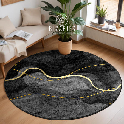 Shades of Grey Wavy Round Centerpiece (Rug)