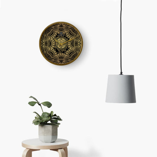 Gold Geometric with Black Wall Clock