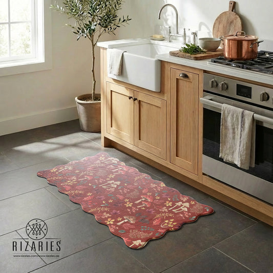 Red Garden Kitchen Mat