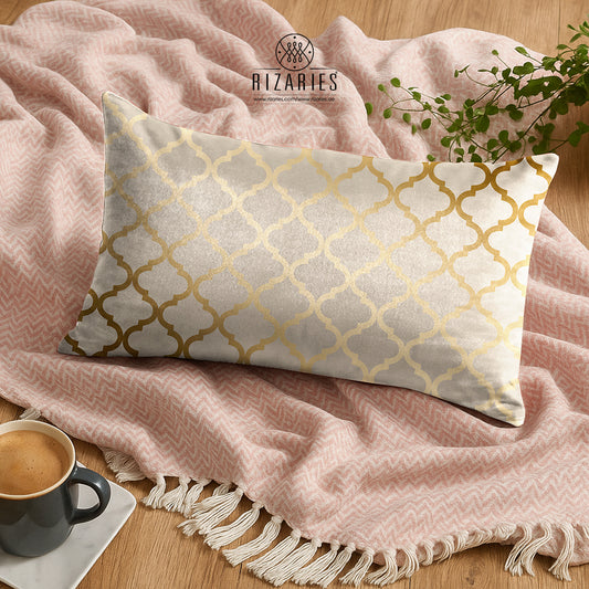 SuperSoft Beige Quatrefoil Rectangle