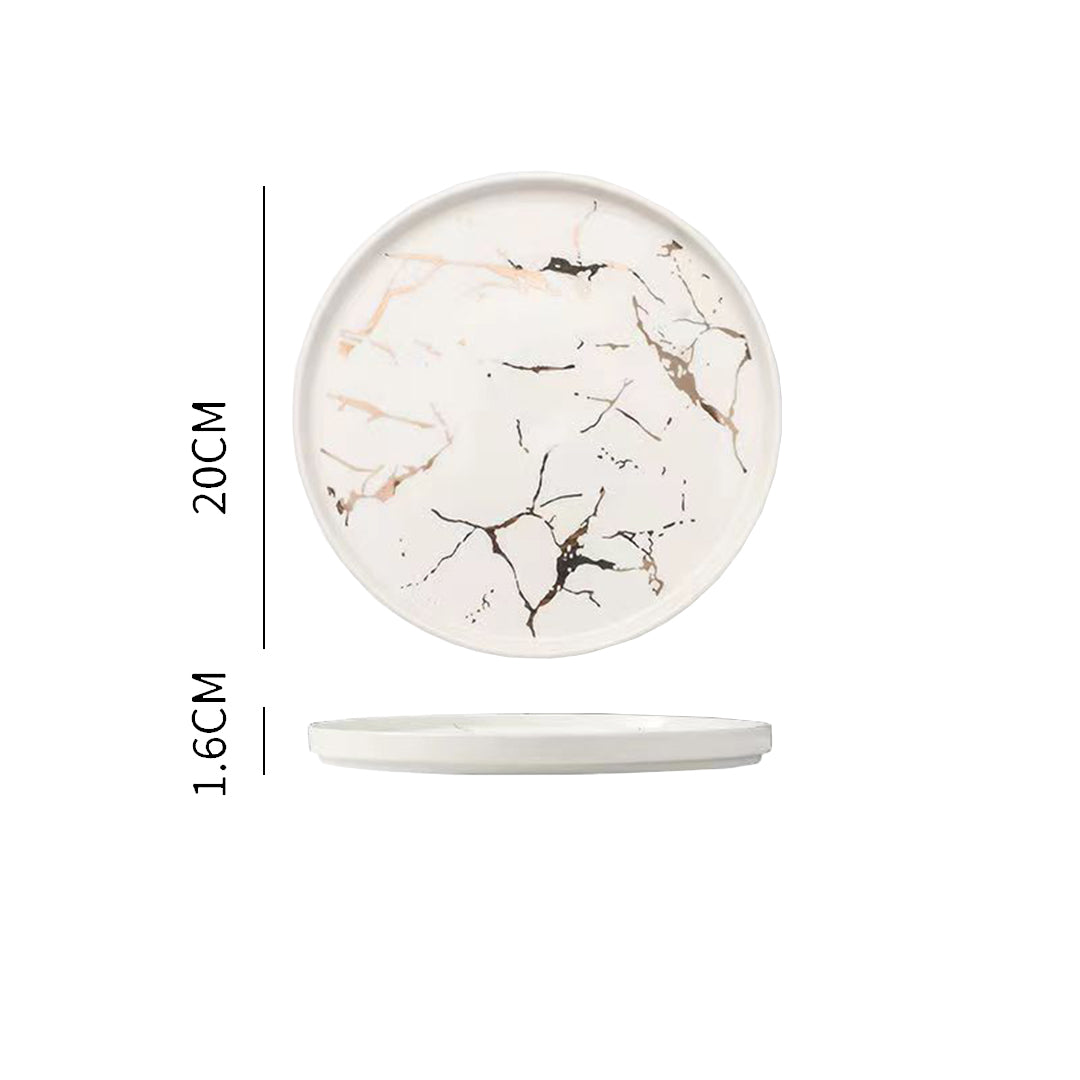 White Copper Marble Porcelain Plates