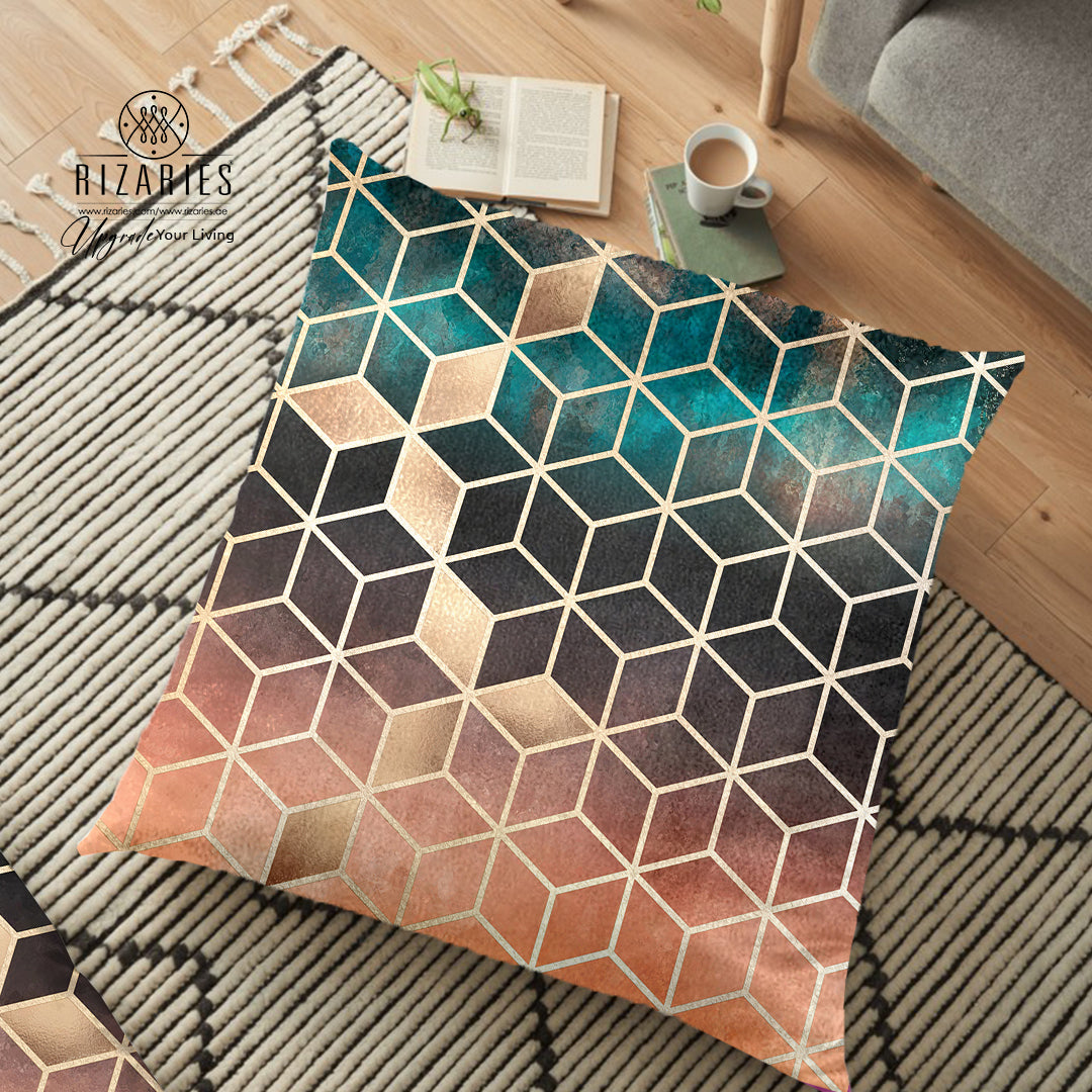 (26"x26") Supersoft Ombre Cubes FLOOR Cushion Cover
