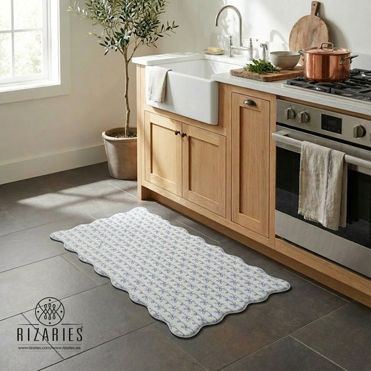 Blue Floral Kitchen Mat