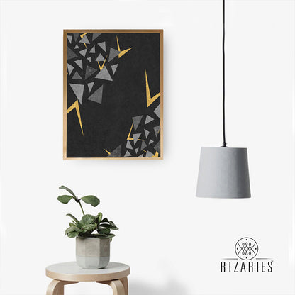 Black Gold Triangle Canvas Painting