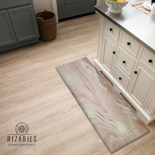 Blush Marble Gold Vein Kitchen Mat