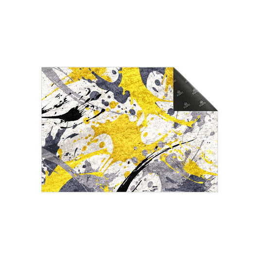 Yellow Grey Pattern Centerpiece (Rug)