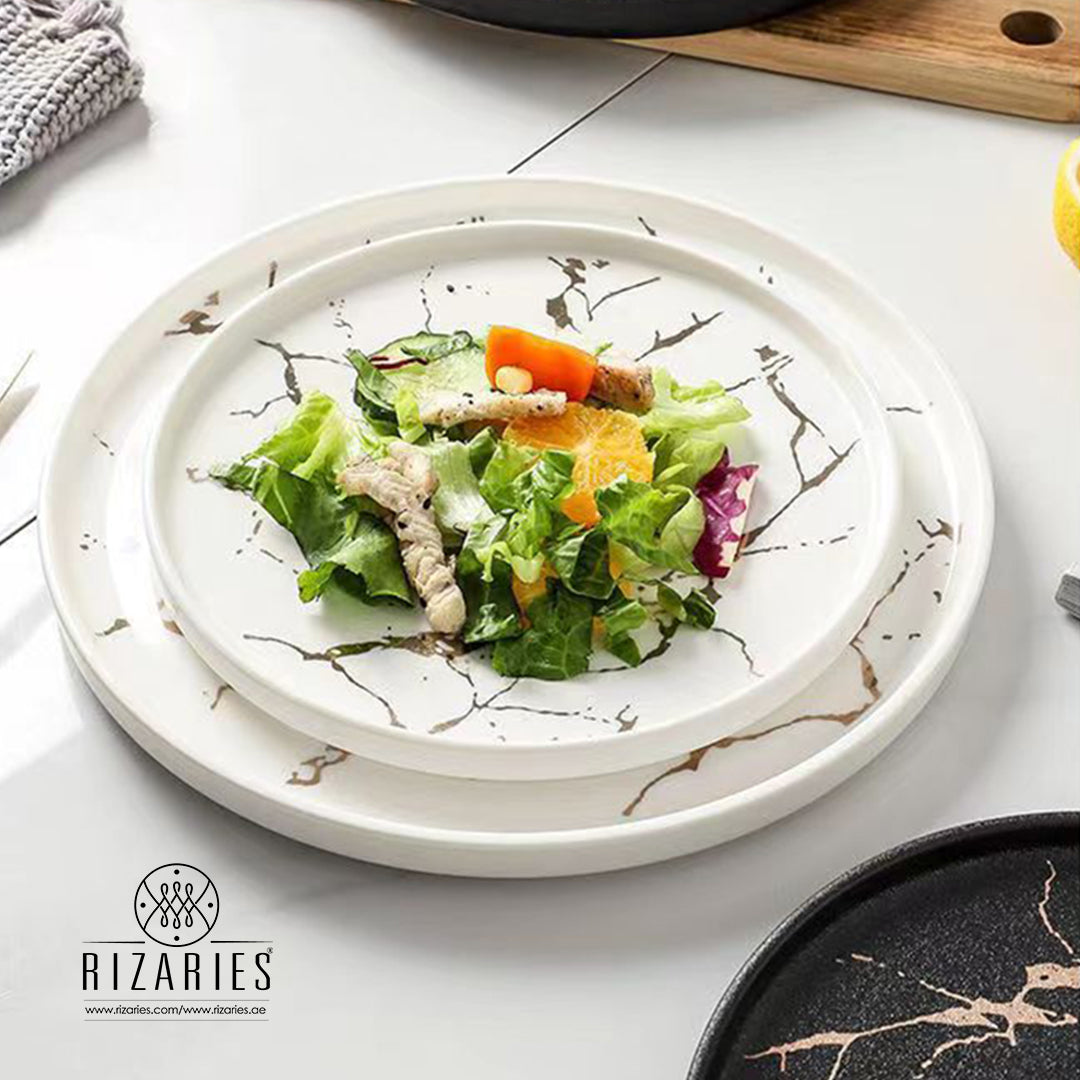 White Copper Marble Porcelain Plates