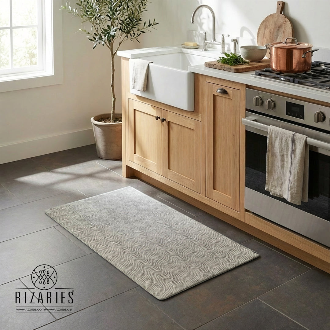 Grey Wave Kitchen Mat