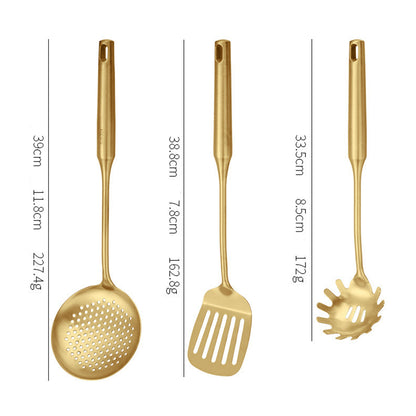 Gold Utensil Set with Stand (6 Pieces Set)