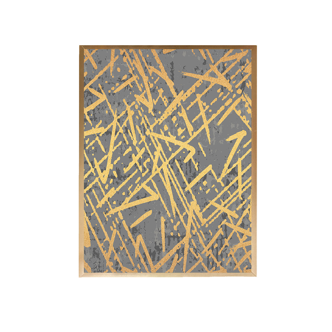 Lite Grey Gold Abstract Lines Canvas Painting