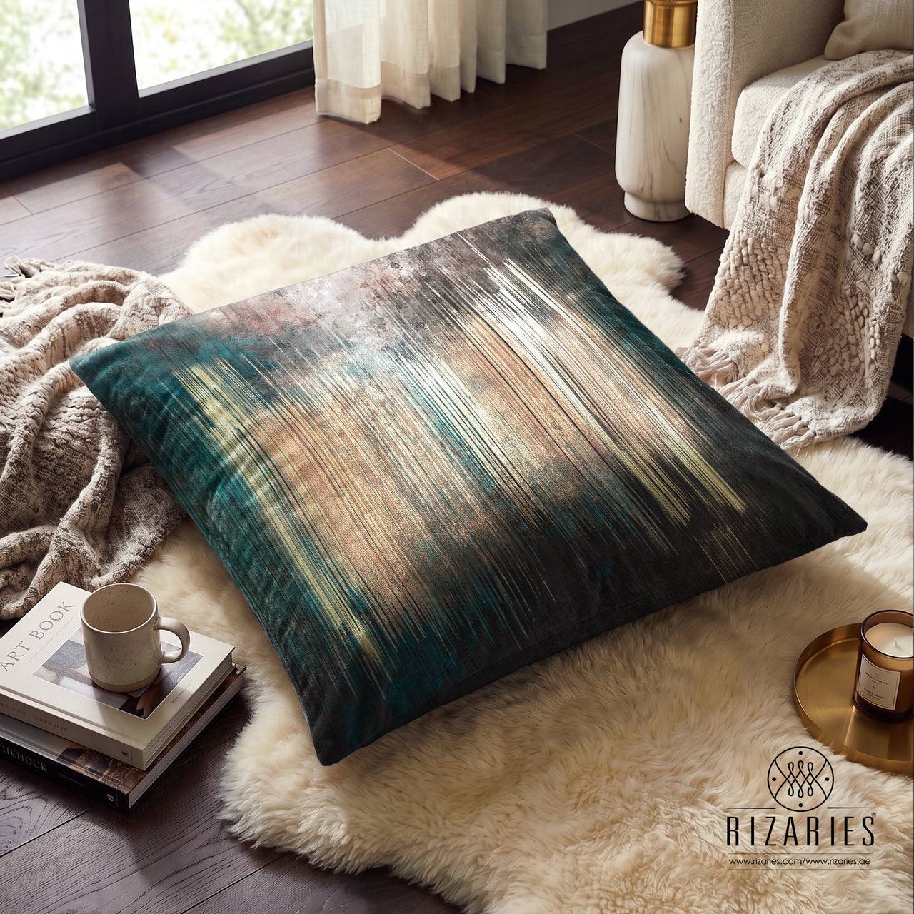 (26"x26") Supersoft Ombre Lines FLOOR Cushion Cover