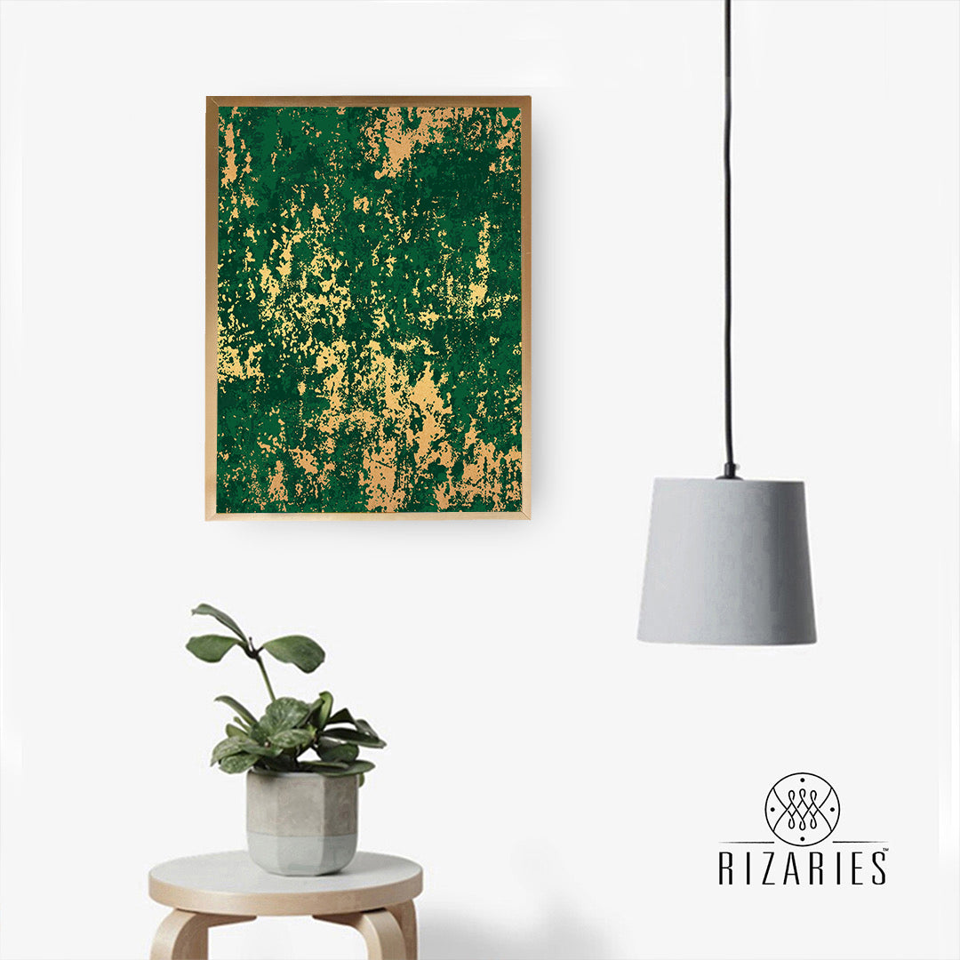 Green Gold Abstract Pattern Canvas Painting