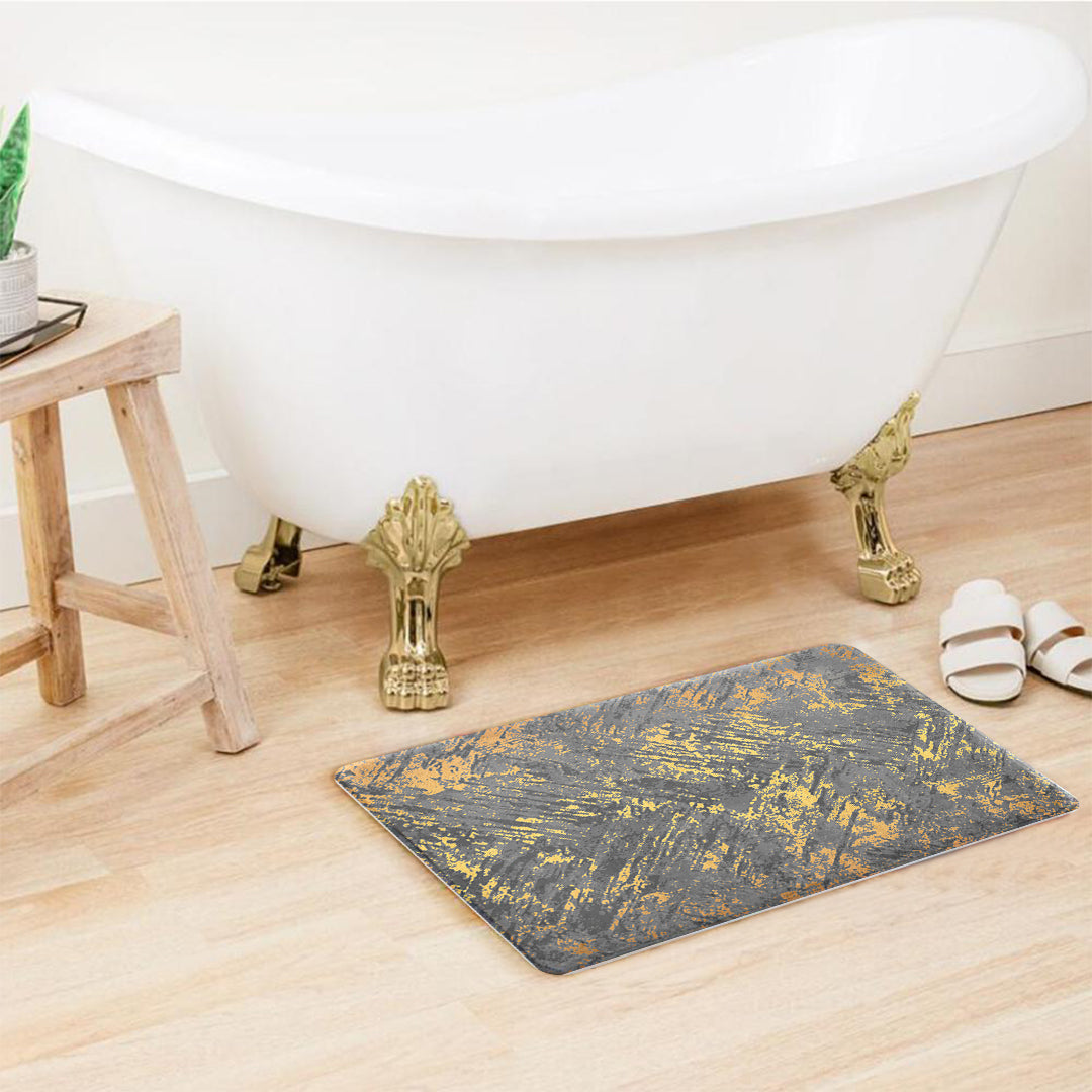 SuperSoft Grey Gold Abstract Pattern Door Mat