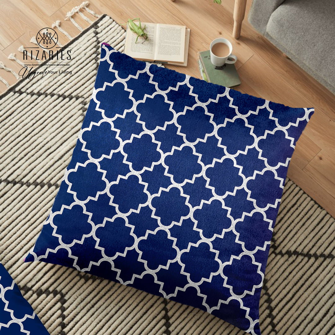 (26"x26") Supersoft Navy Moroccan FLOOR Cushion Cover