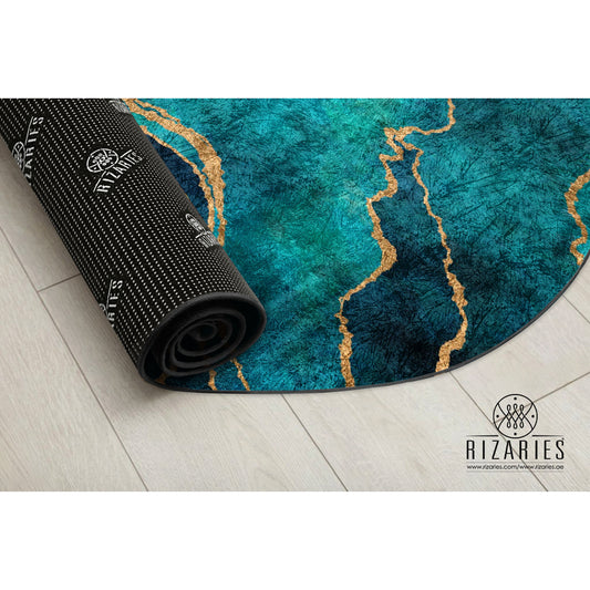 Sea Green Abstract Round Centerpiece (Rug)