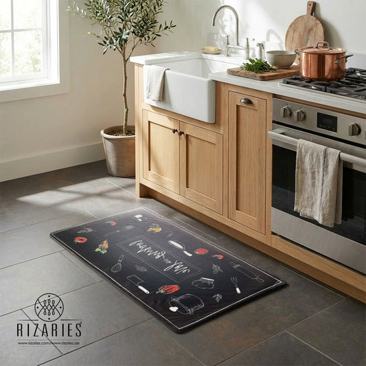 Black Essentials Kitchen Mat