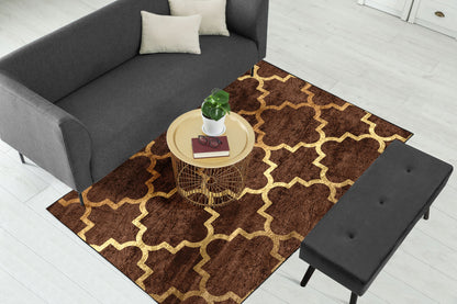 Brown Quatrefoil Centerpiece (Rug)