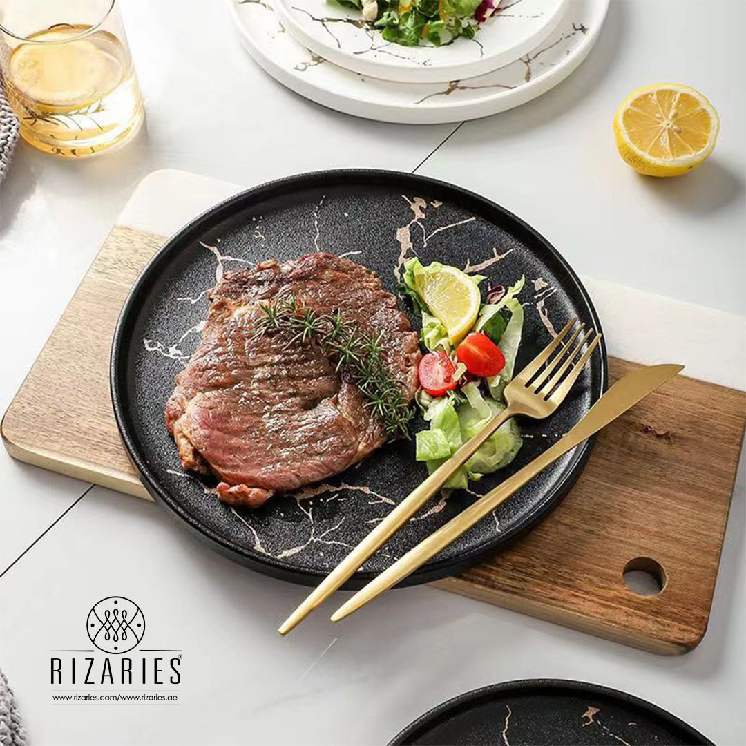 Black Gold Marble Porcelain Plates