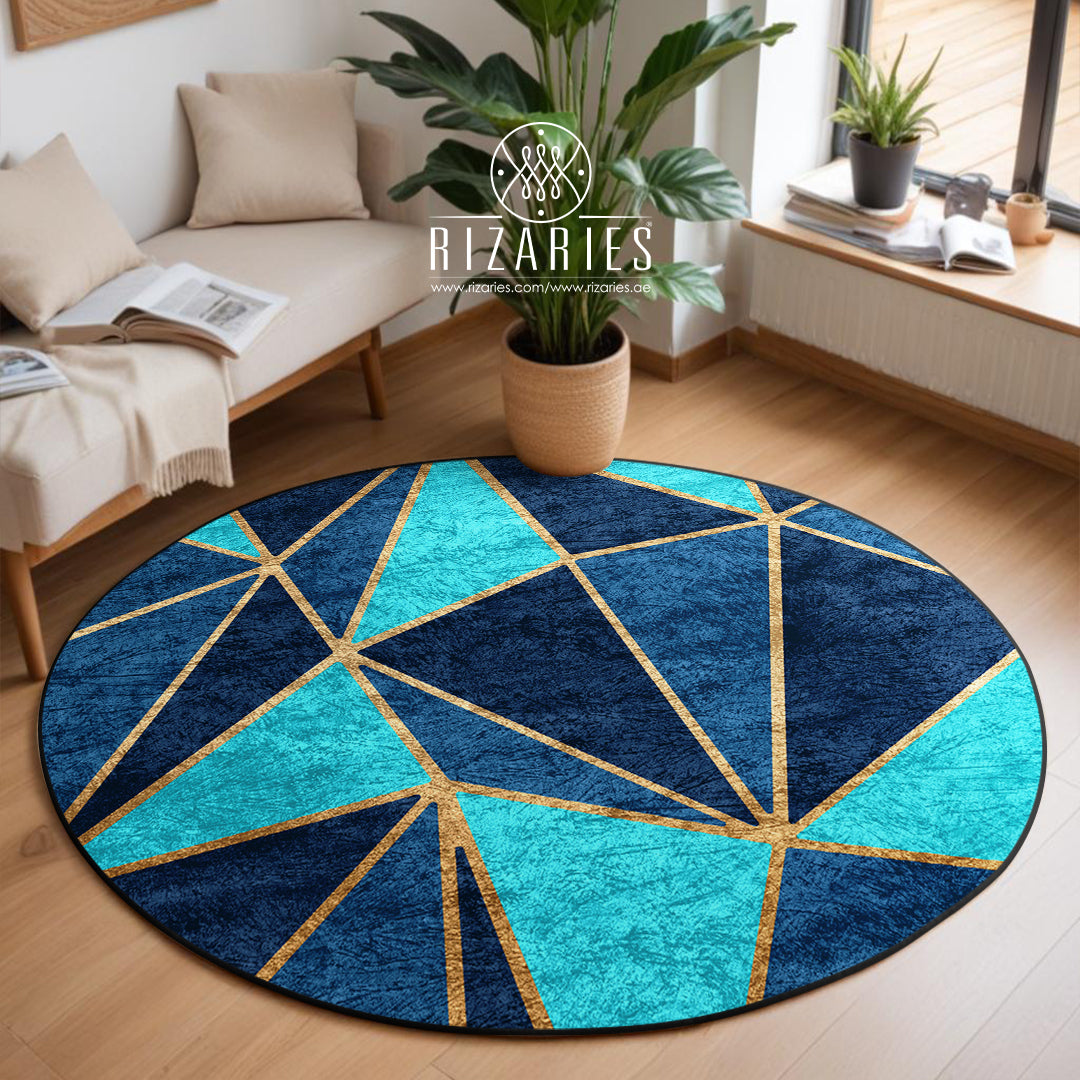 Teal Metallic Round Centerpiece (Rug)