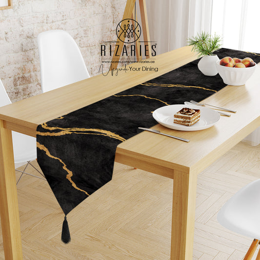 New Black Abstract Pattern Table Runner