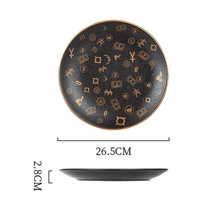 Black Gold Abstract Porcelain Plates