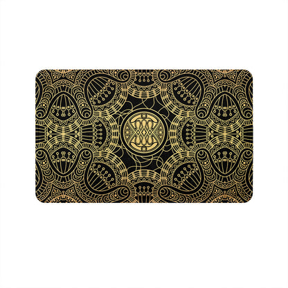 SuperSoft Gold Geometric with Black Door Mat