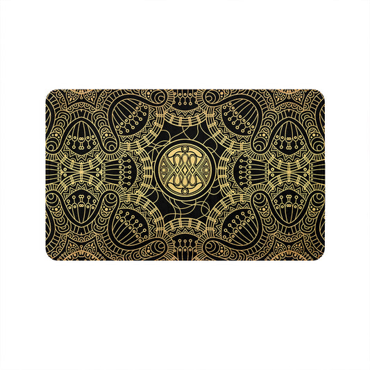 SuperSoft Gold Geometric with Black Door Mat