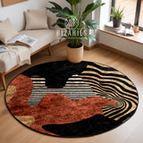 Zebra Black Rust Geometric Round Centerpiece (Rug)