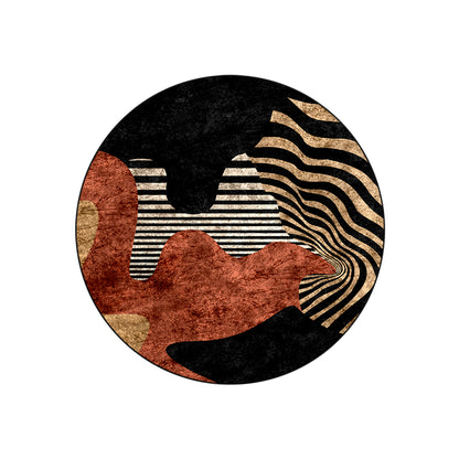 Black Rust Geometric Round Centerpiece (Rug)