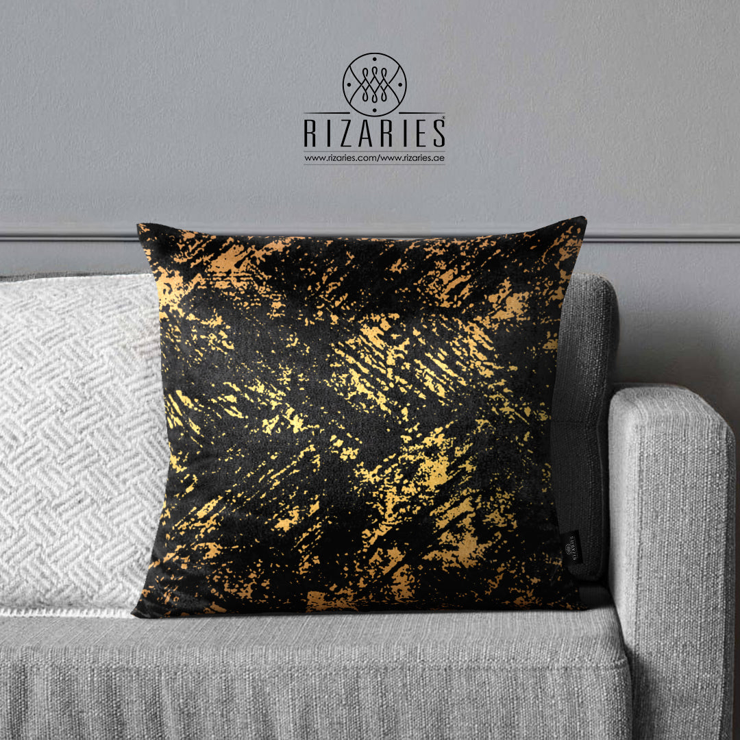 SuperSoft Black Gold Pattern Throw Cushion