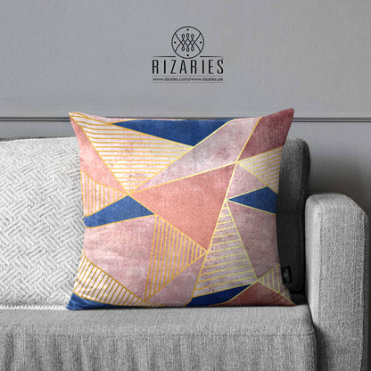 SuperSoft Pink Navy Triangle Throw Cushion