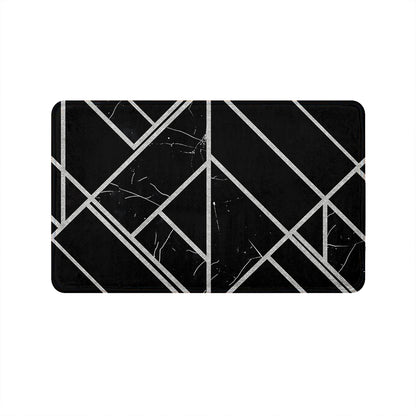 SuperSoft Black Silver Geometric Door Mat