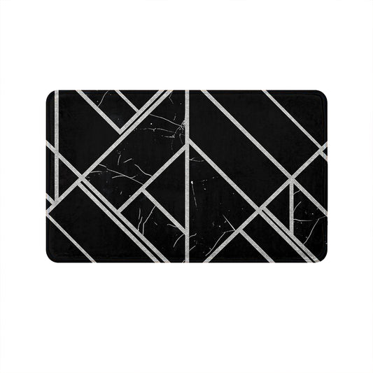 SuperSoft Black Silver Geometric Door Mat