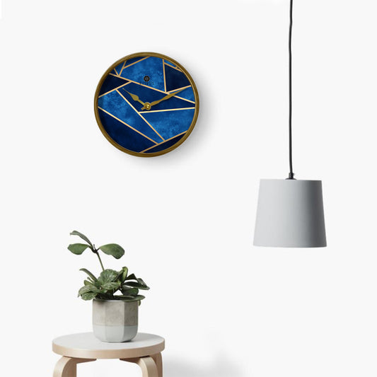 Blue Geometric Wall Clock