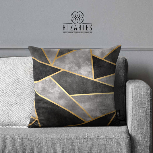 SuperSoft Grey Gold Triangle Throw Pillow