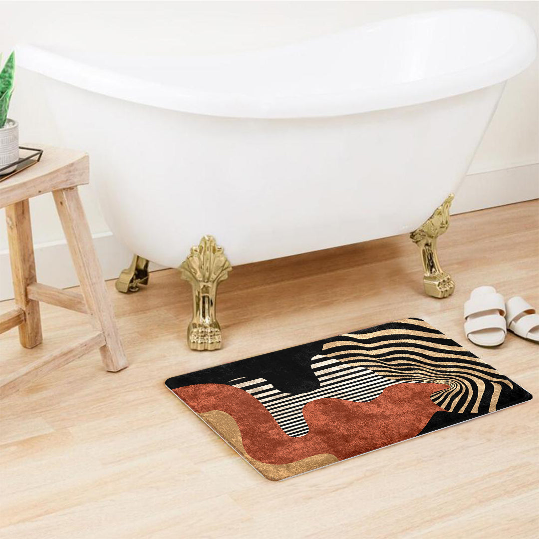 Supersoft Black Rust Geometric Door Mat