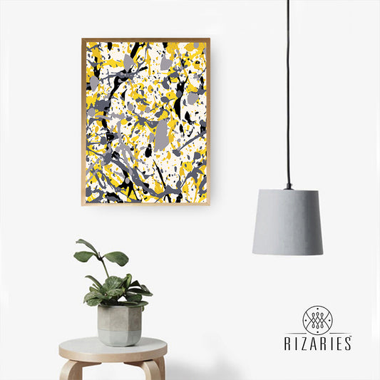 Yellow Grey Abstract Pattern Canvas Painting