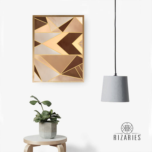 Copper Geometric Canvas Painting