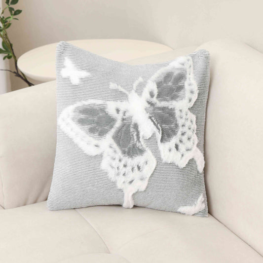Supersoft Grey 3D Plush Butterfly Throw Pillow