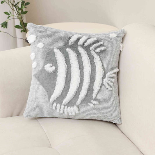 Supersoft Grey 3D Plush Fish Throw Pillow