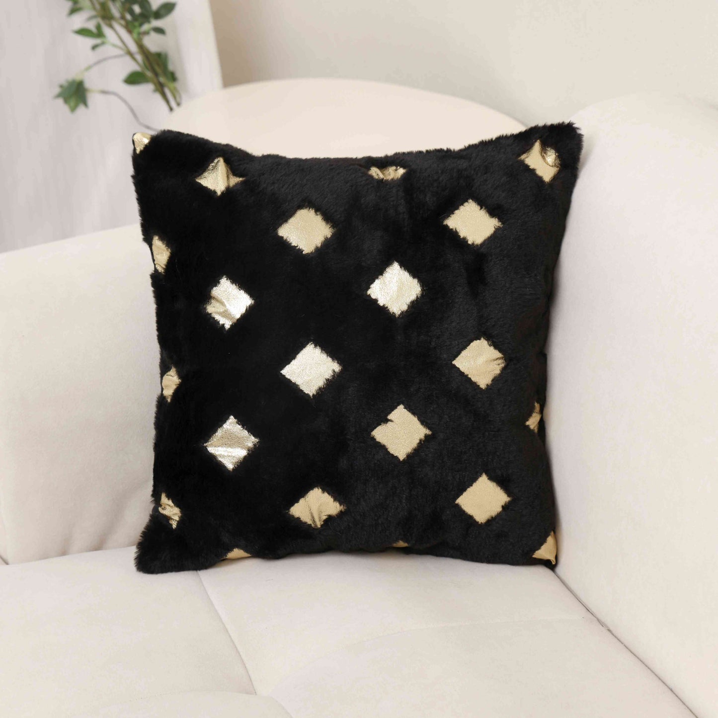 Supersoft Black Luxe Diamond Throw Pillow